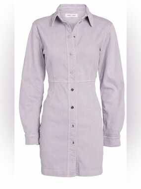 SAMSOE SAMSOE Lilac Purple Bertha Denim Snap Button Shirt Mini Skirt Dress S Y2K